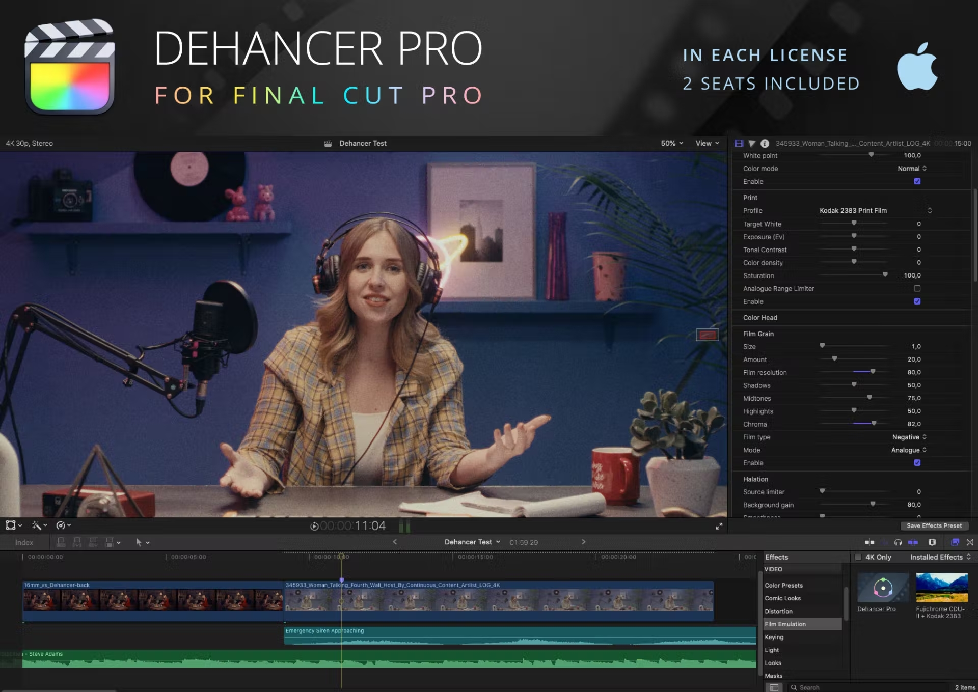 FCPX插件 - Dehancer Pro for FCPX 2.0、1.3.1 胶片模拟效果插件 ( Mac 支持M1、M2 ) -