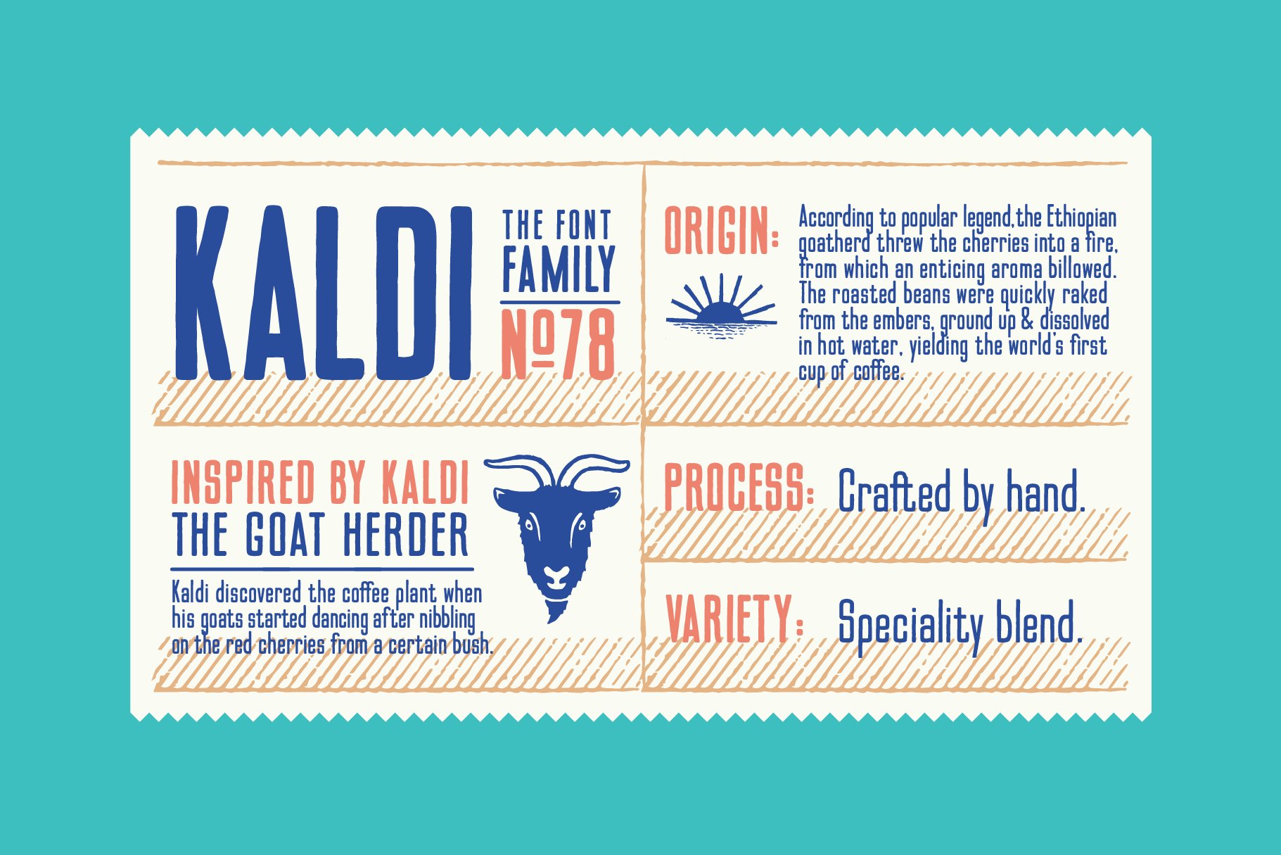 Kaldi Font Family 一种高大浓缩复古产品包装 海报设计 贴纸字体 -