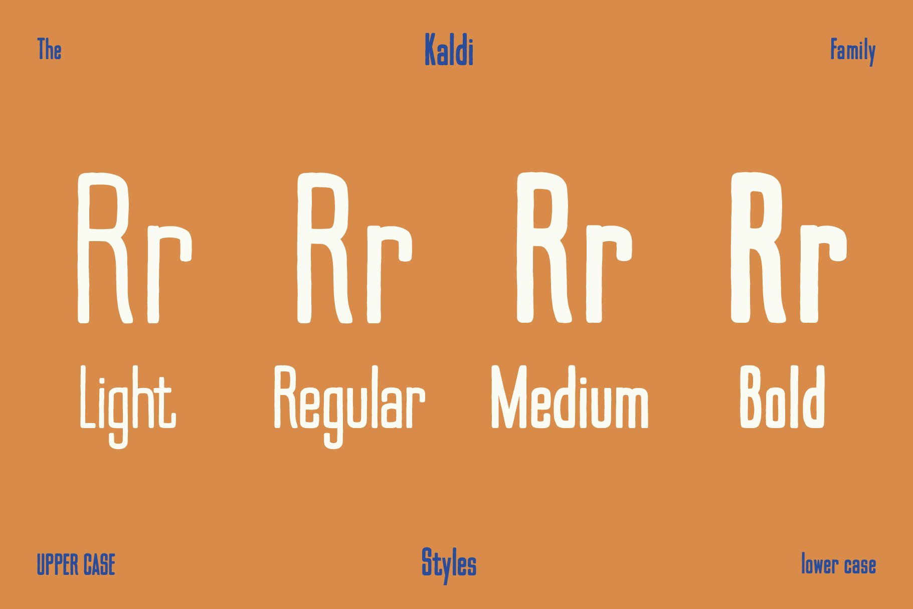 Kaldi Font Family 一种高大浓缩复古产品包装 海报设计 贴纸字体 -