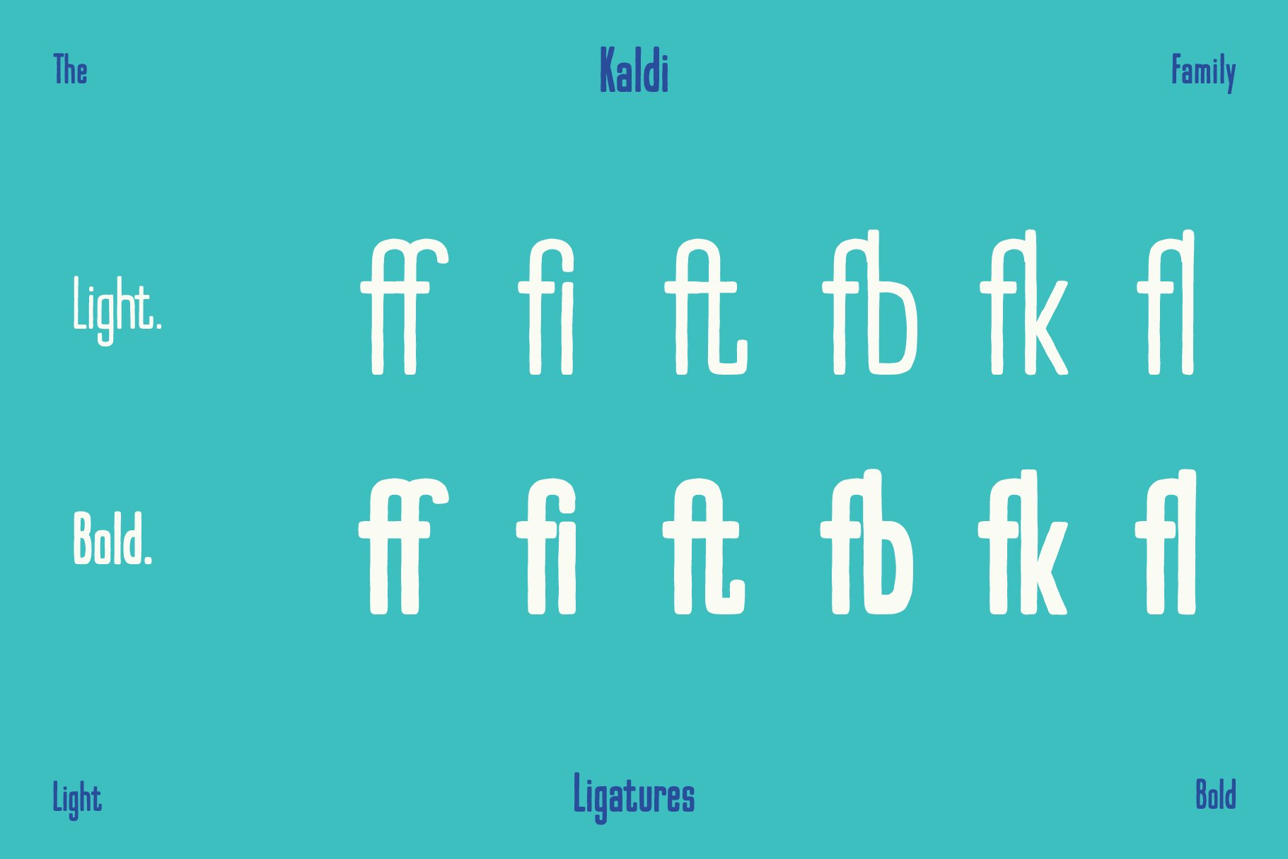 Kaldi Font Family 一种高大浓缩复古产品包装 海报设计 贴纸字体 -