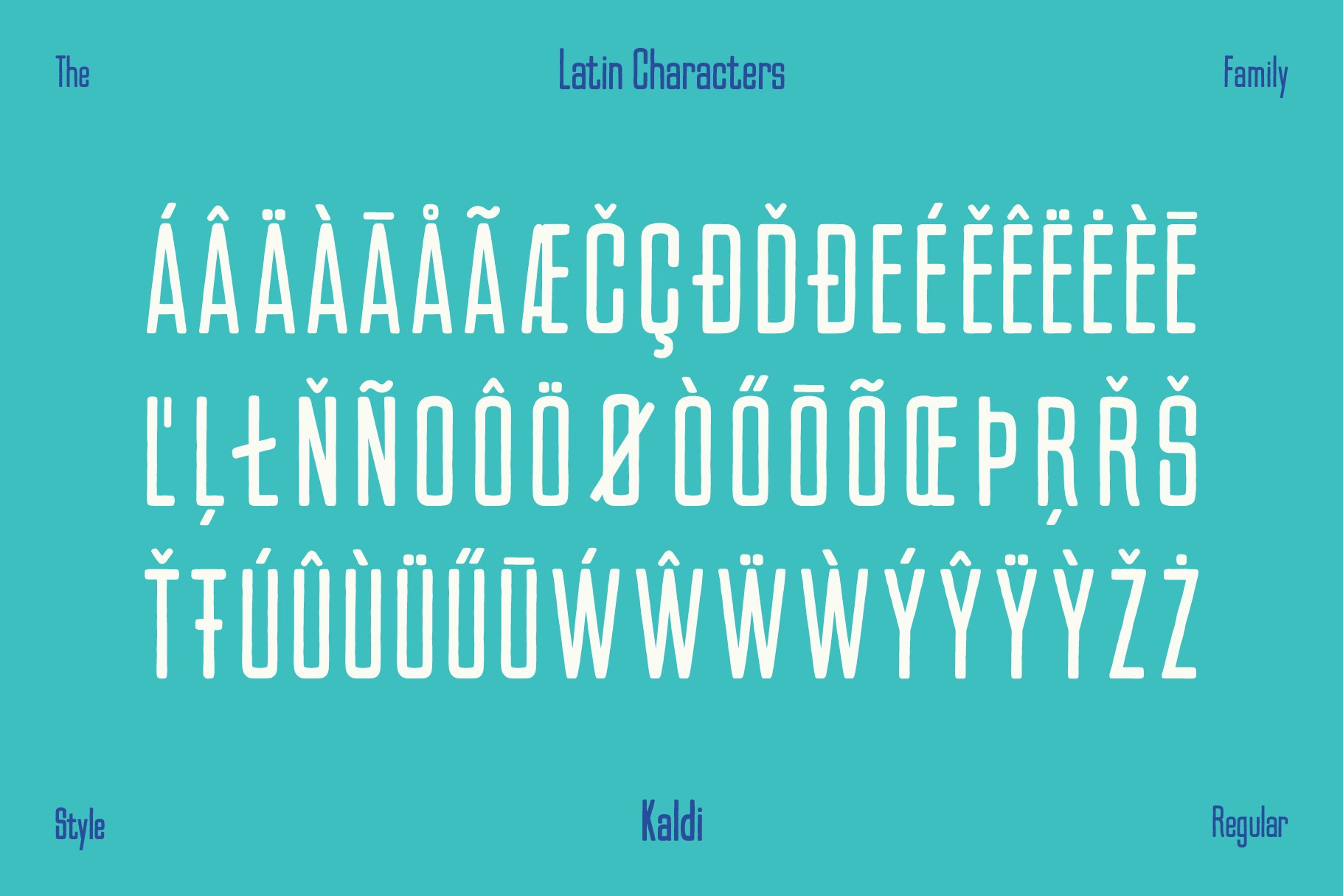 Kaldi Font Family 一种高大浓缩复古产品包装 海报设计 贴纸字体 -