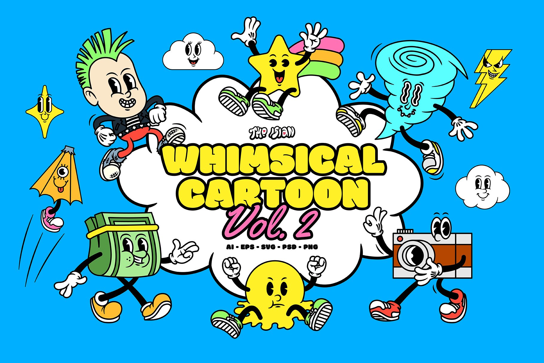 Whimsical Cartoon Vol.2 卡通风格 PNG PSD AI 表情 贴纸 海报设计图形资产 -