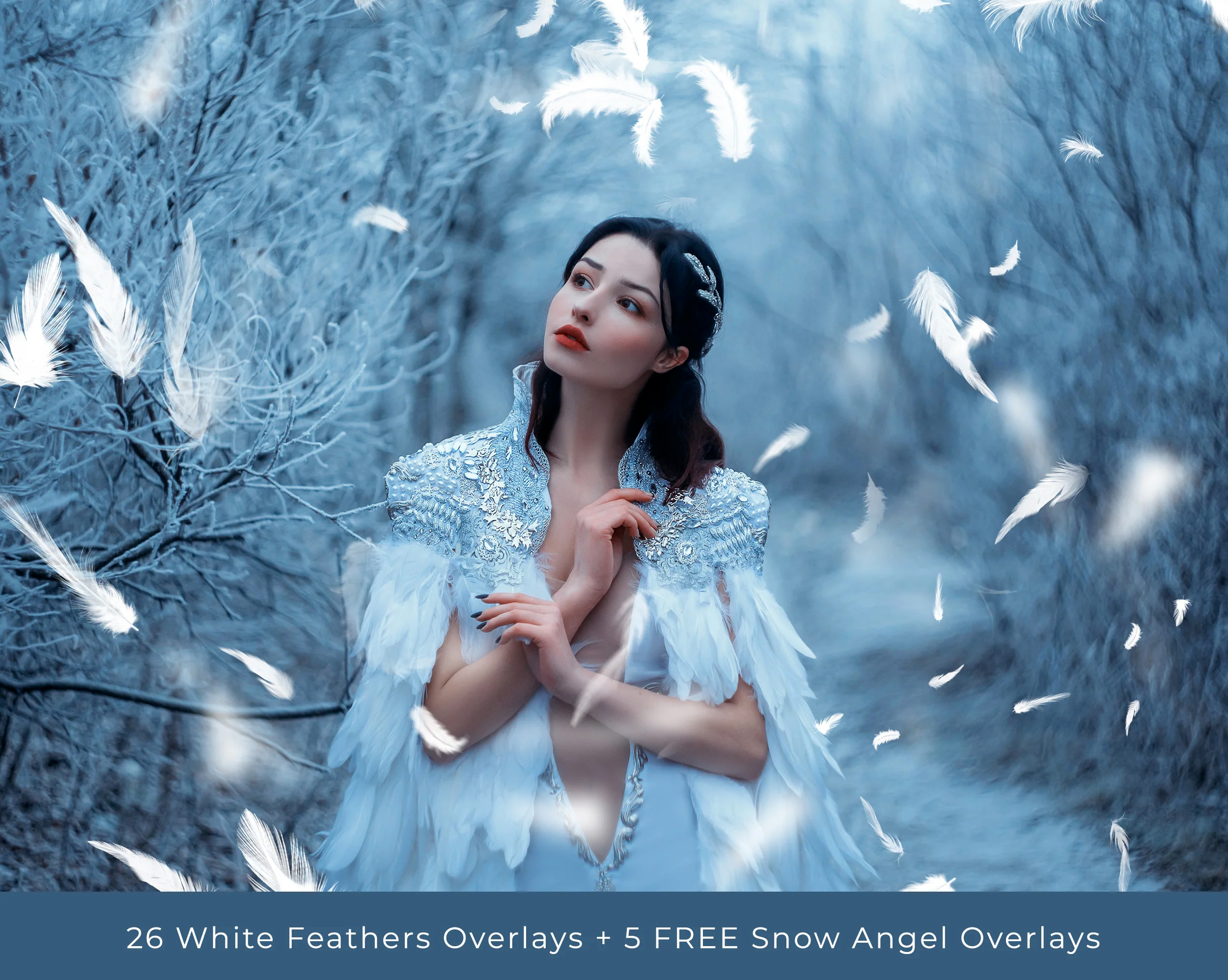 摄影后期白色羽毛飘落人像儿童摄影照片叠加层 White Falling Feathers Photo Overlays -