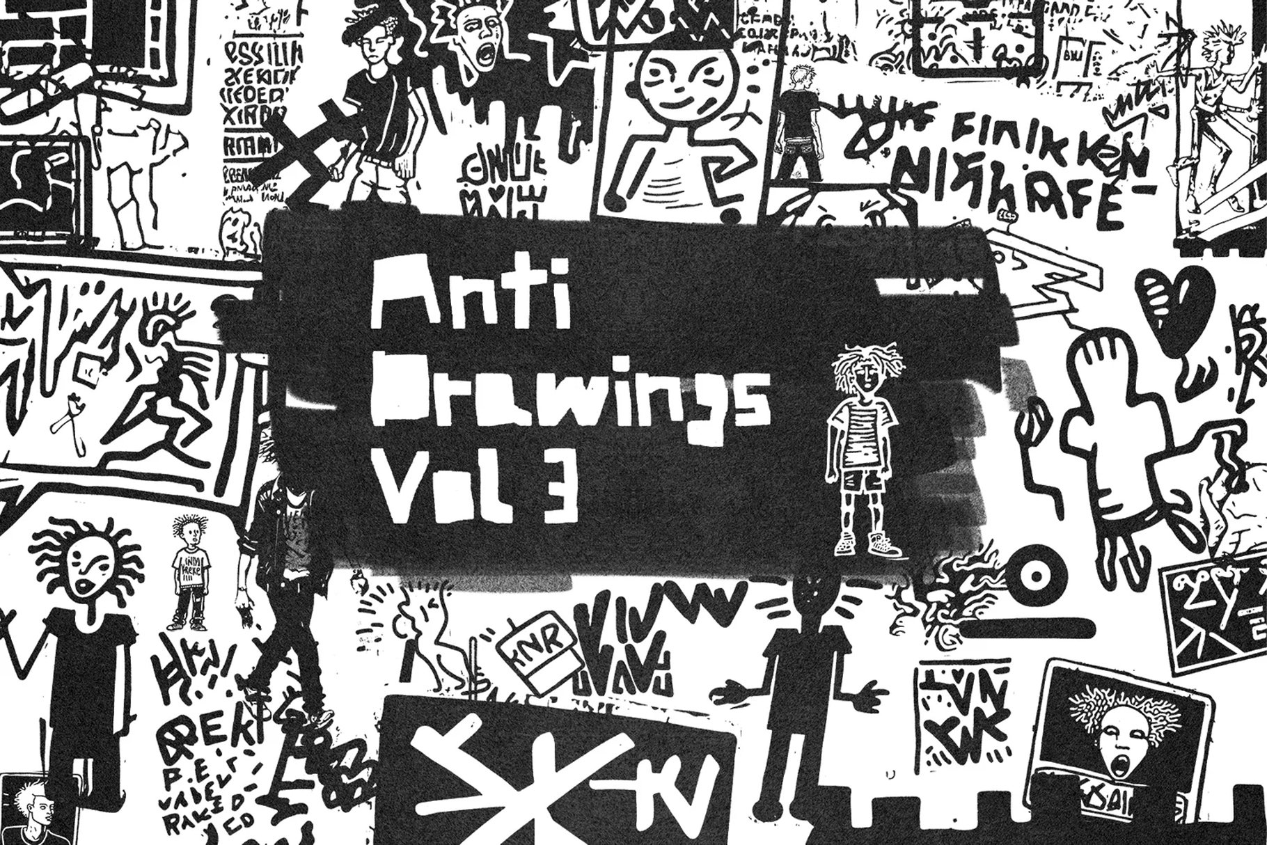 Anti-Drawings Vol.3 286个疯狂摇滚街头前卫艺术巴斯奎特拼贴手绘嘻哈涂鸦平面影视拼贴素材  | x286 Vectors -