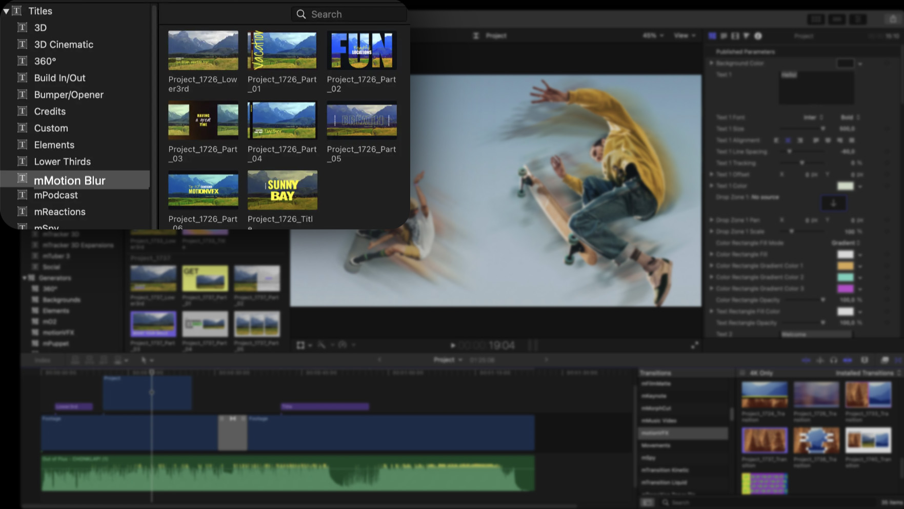 FCPX插件：运动模糊延时拖影动感效果 MotionVFX mMotion Blur -