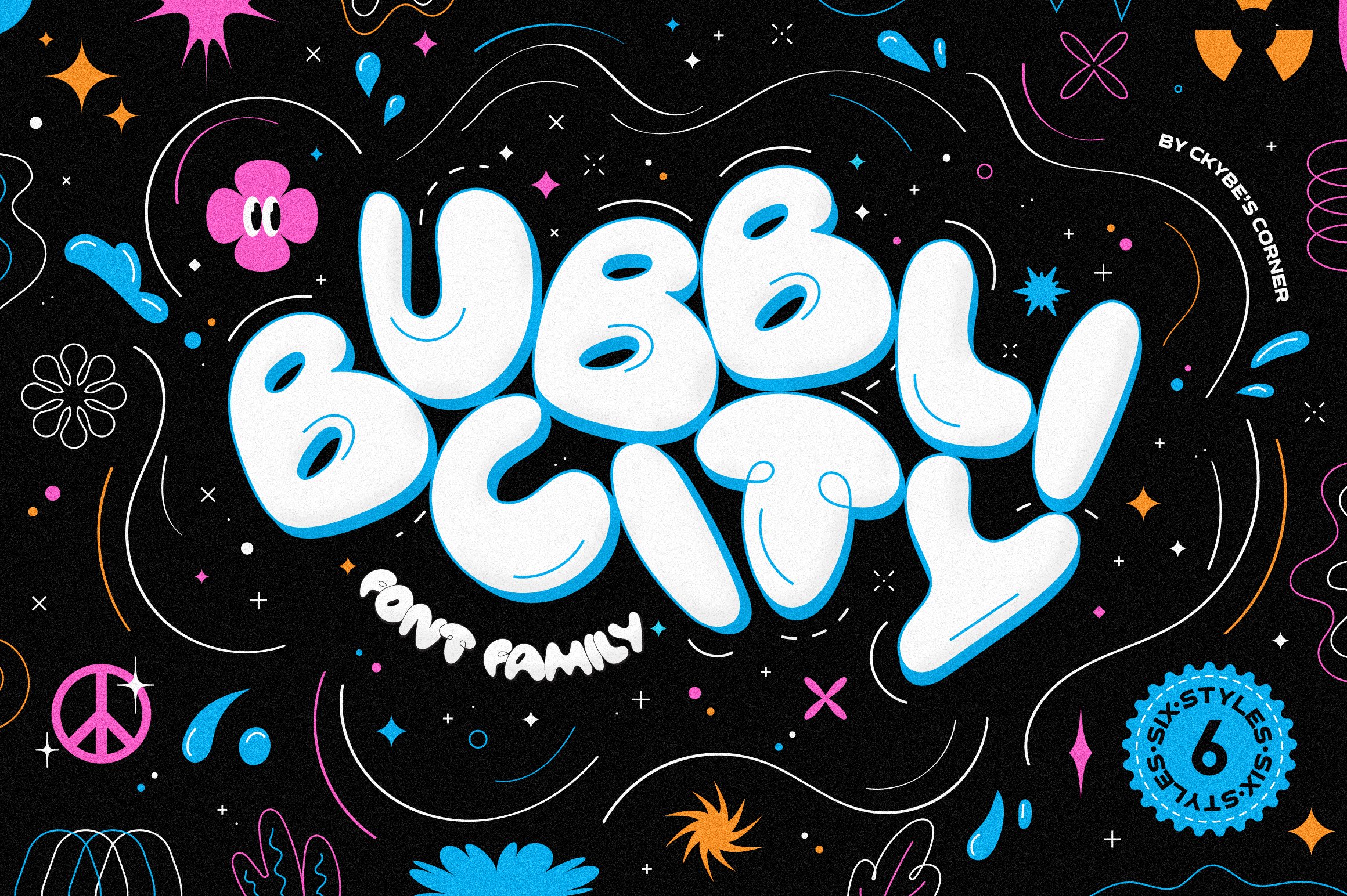 Bubblicity | Bubble Font Family  6种复古风格趣味气泡字体系列 -