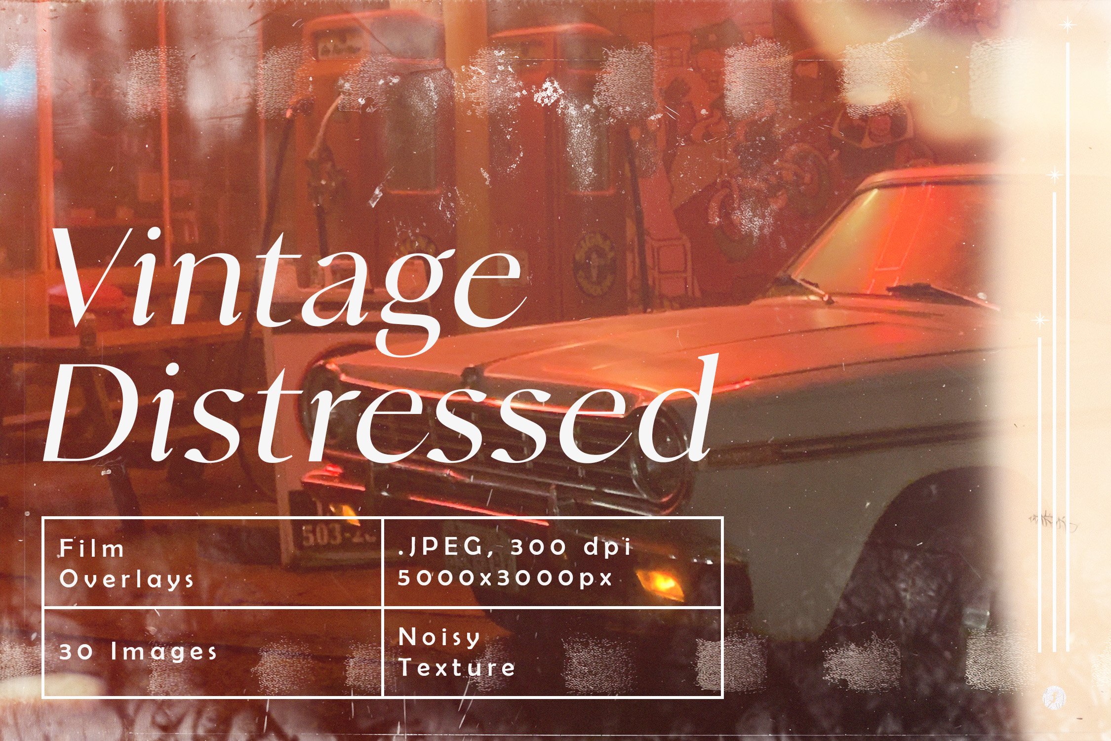 30张高品质复古胶片划痕仿旧薄膜纹理/摄影后期照片叠加 Vintage Distressed Film Overlays -