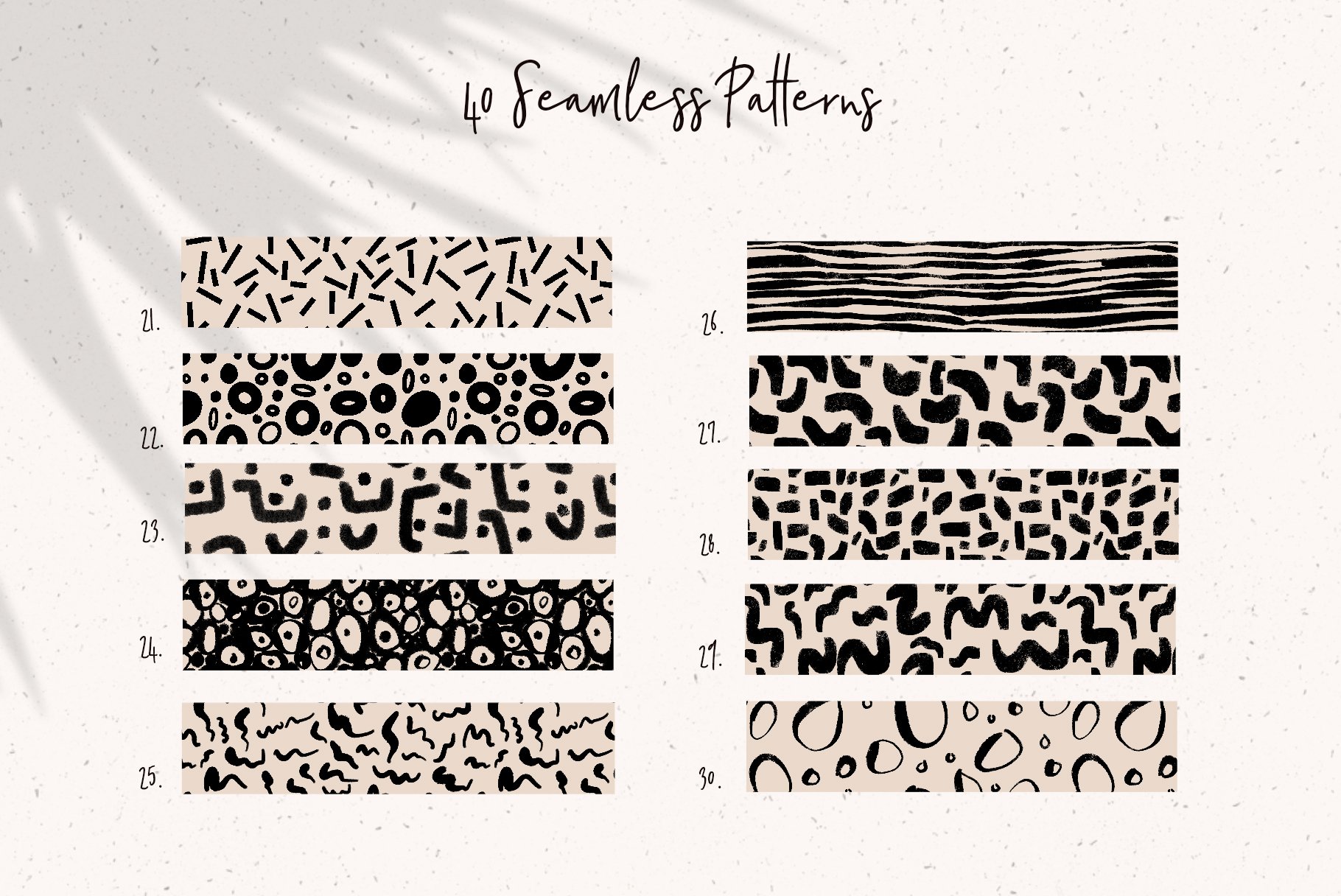 Procreate 40种不同重复现代无缝图案画笔 Procreate Modern Pattern Brushes -