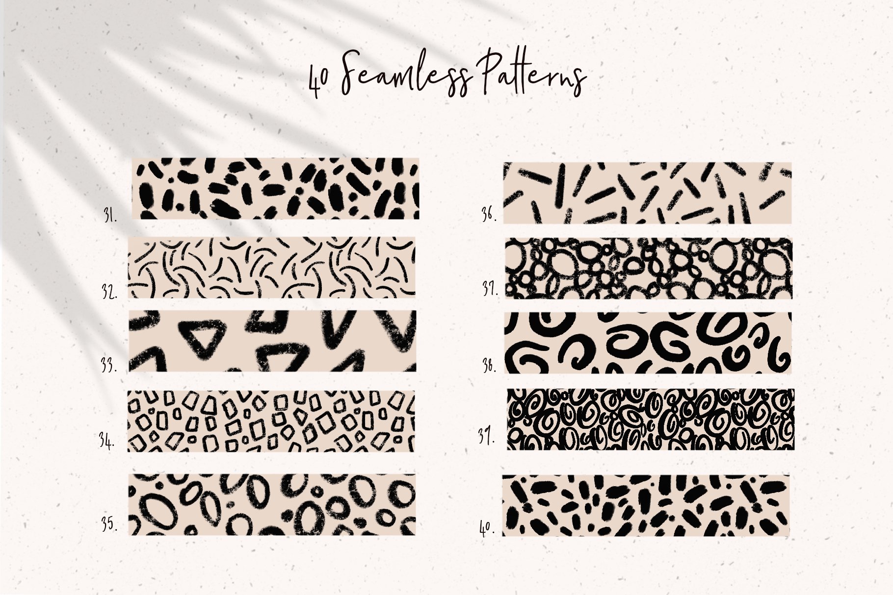 Procreate 40种不同重复现代无缝图案画笔 Procreate Modern Pattern Brushes -