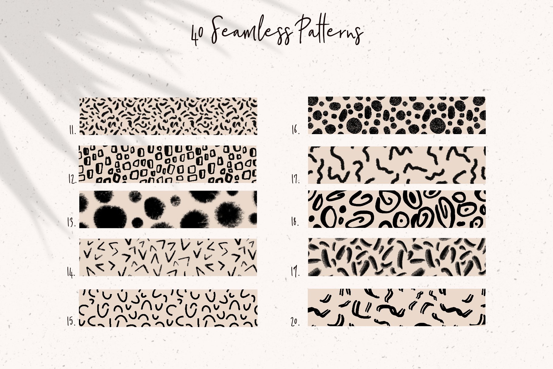 Procreate 40种不同重复现代无缝图案画笔 Procreate Modern Pattern Brushes -