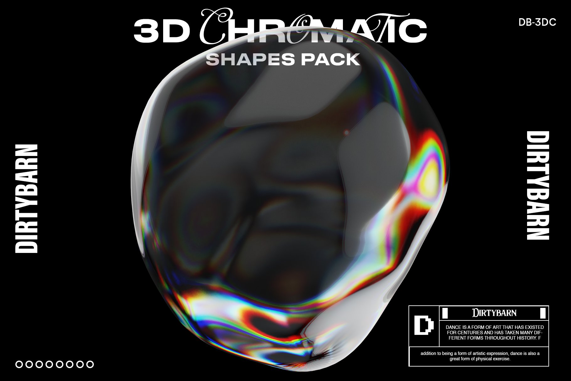 54种不同且独特的玻璃水晶3D立体形状设计元素合集 3D Chromatic Shapes Pack -