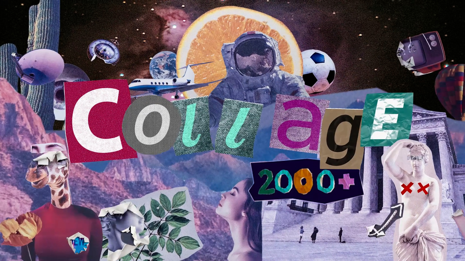 Collage Pack 2000+ 拼贴艺术定格动画元素 AE插件、AE项目包 -