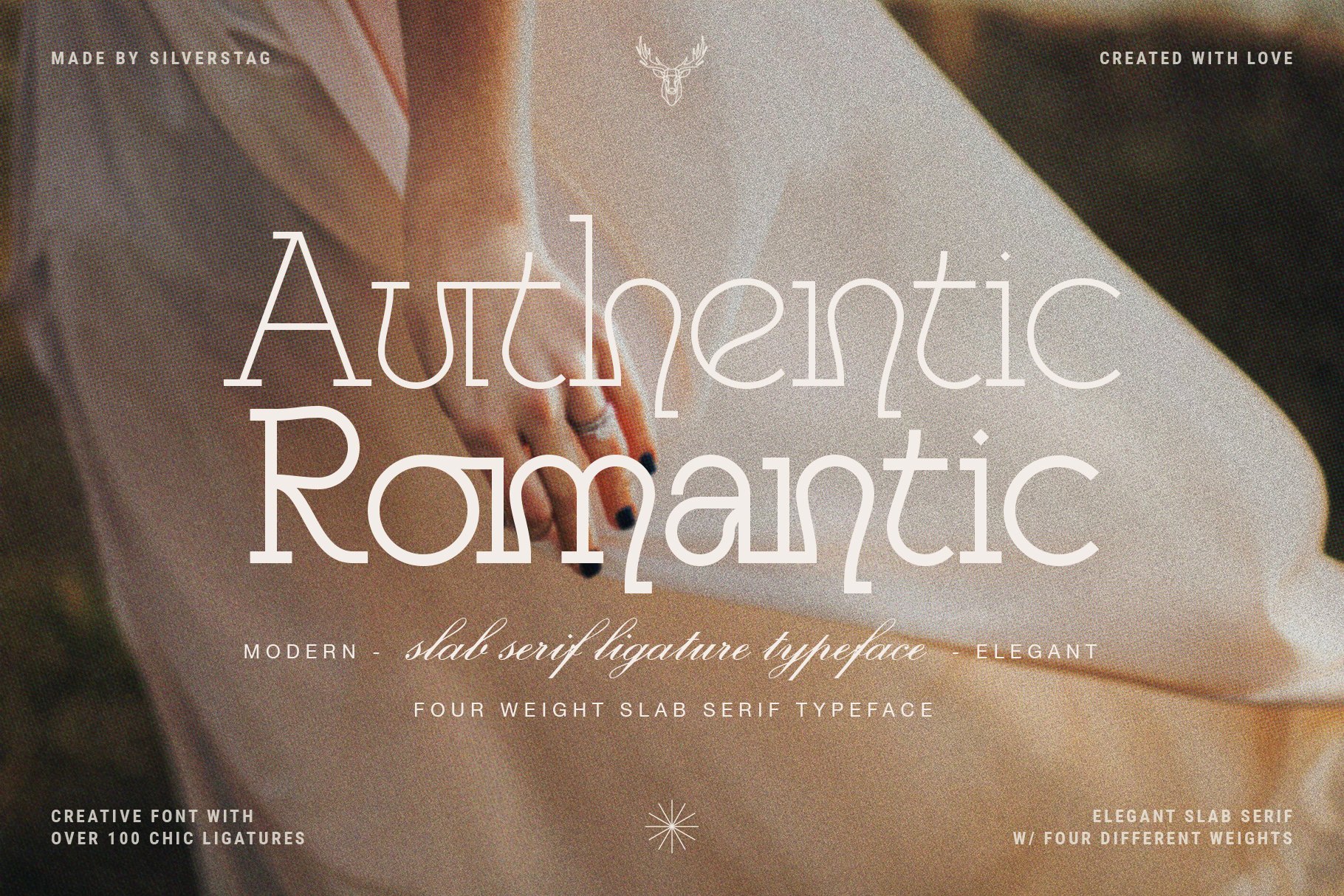 Authentic Romantic - Slab Serif Font 时尚品牌四种粗细无衬线字体 -