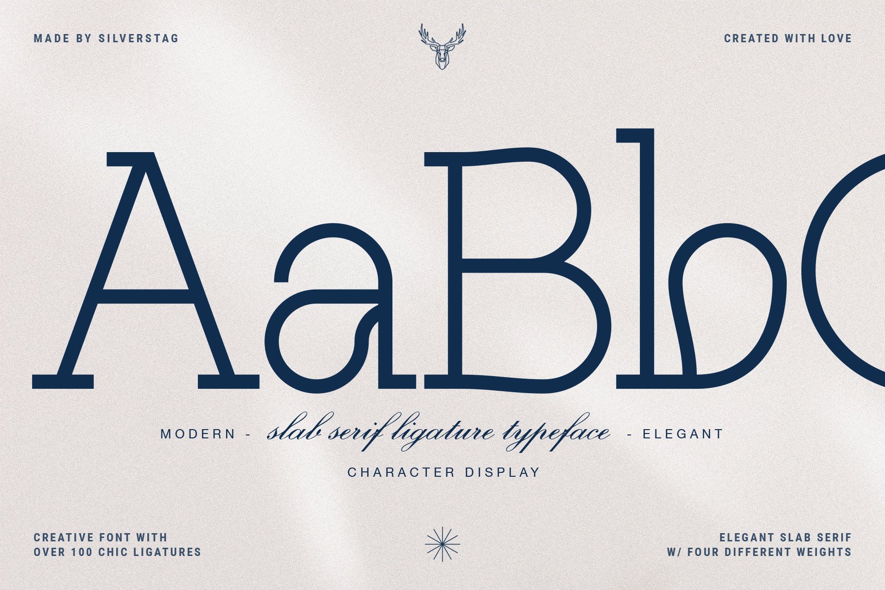 Authentic Romantic - Slab Serif Font 时尚品牌四种粗细无衬线字体 -