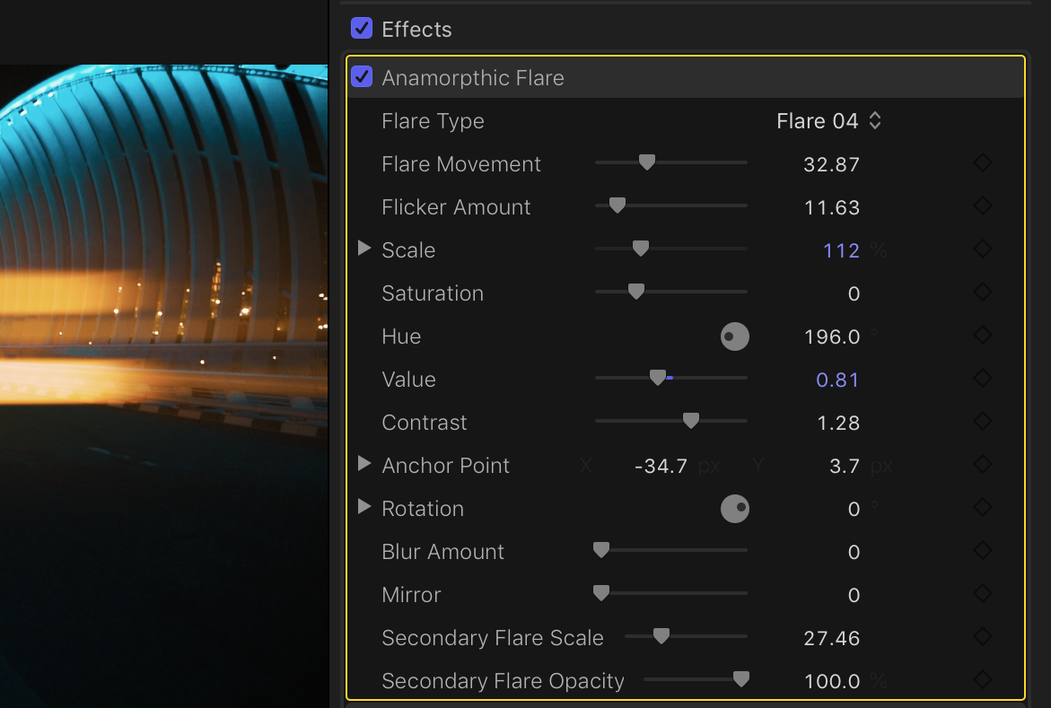 FCPX插件：Ryan Nangle 7种变形光斑效果 Anamorphic Flare Effects - Final Cut Pro -