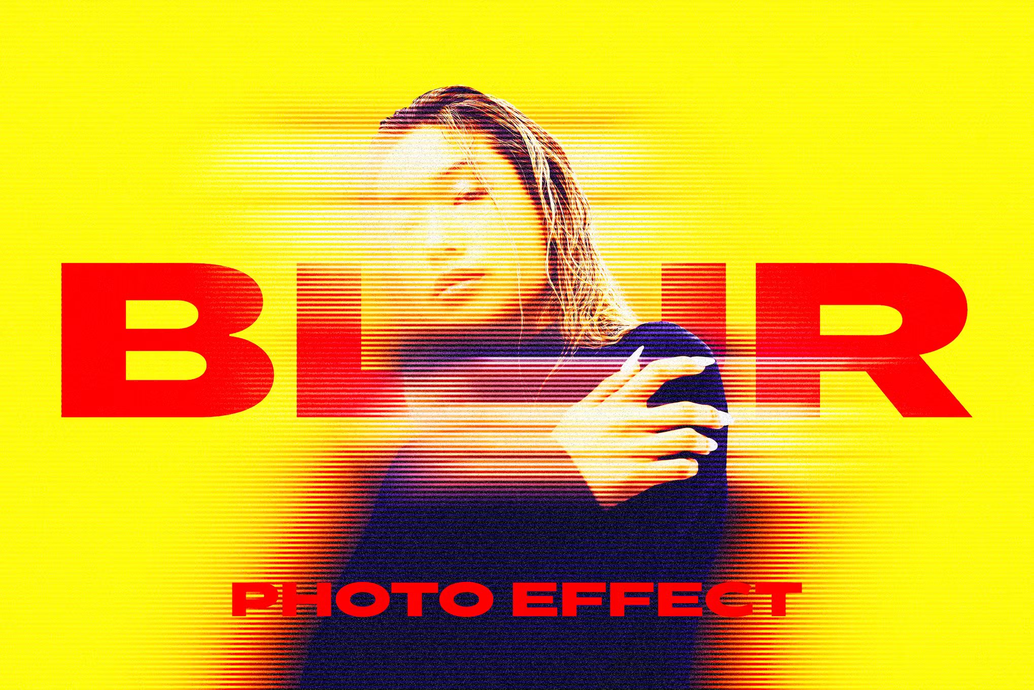 条纹运动模糊海报标题照片效果Photoshop模板 Stripe Motion Blur Photo Effect  -