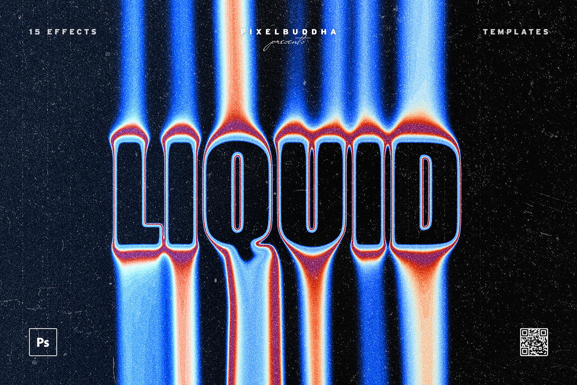 15个迷幻美学液化流体扭曲渐变文字LOGO标题特效Photosop模板 Liquid Text Effects Collection -