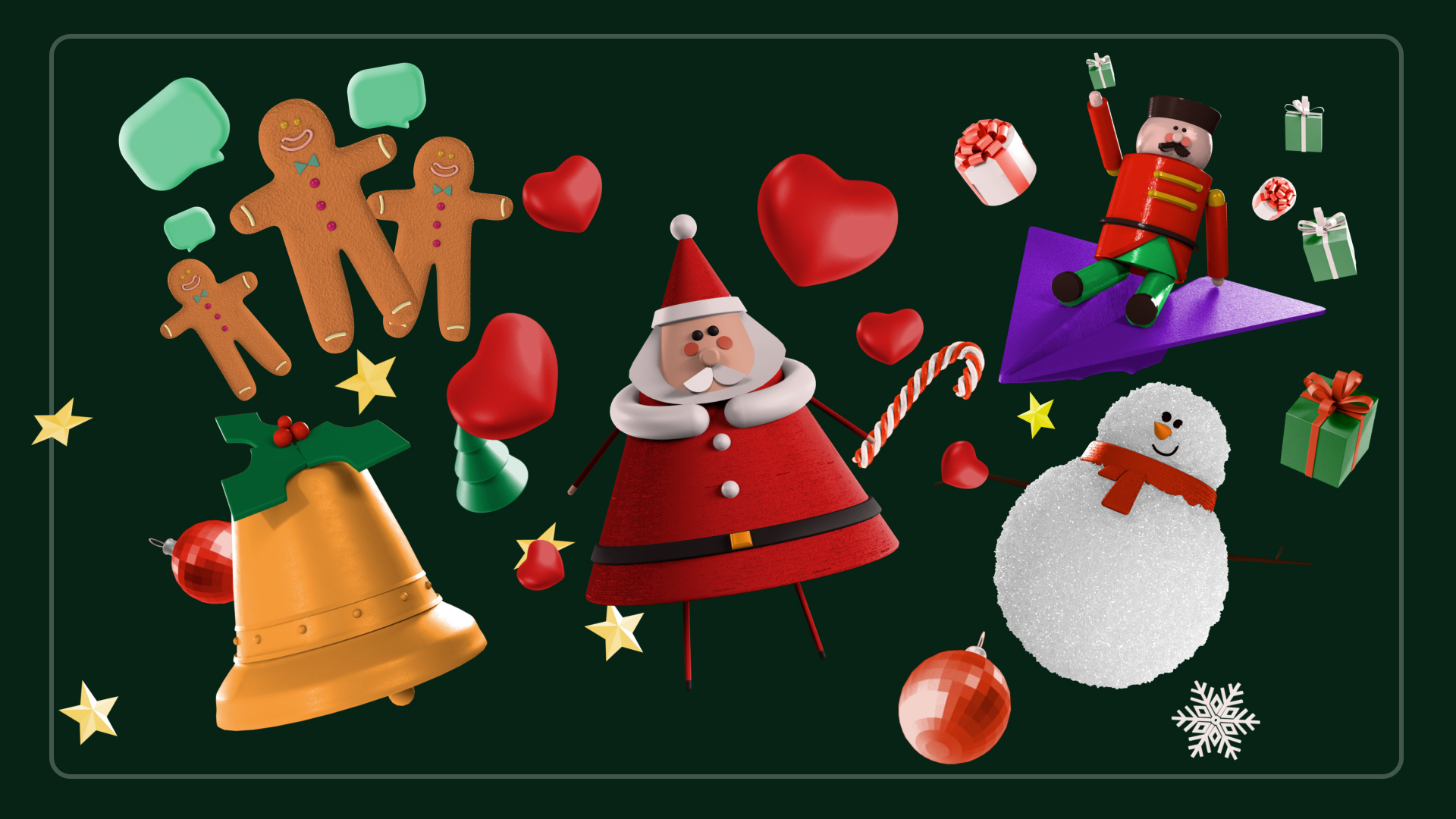 AE模板：6个圣诞节元素3D动画 3D Christmas Social Icons Pack -