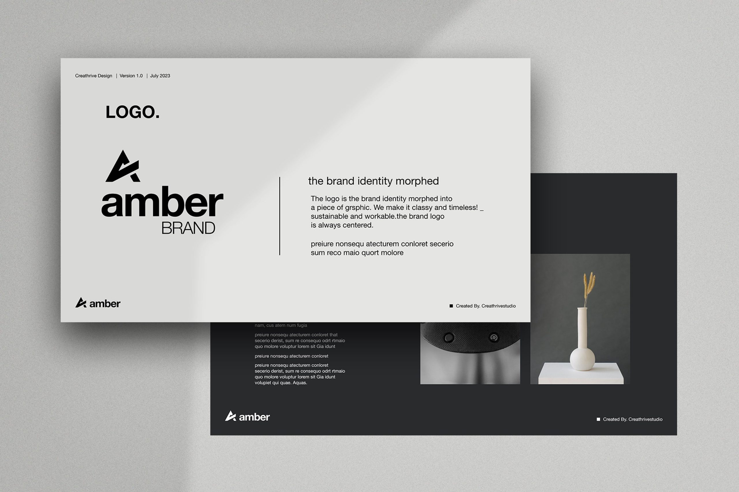 Amber | Brand Guidelines 40个完全可定制的布局设计模板封面徽标调色板版式数字在线社交媒体字体CANVA和Indesign模板 -