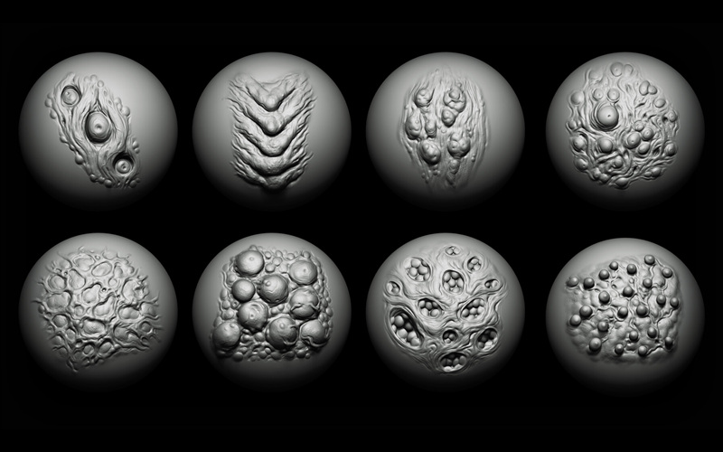 ZBrush怪物丘疹突变皮肤VDM笔刷恐怖怪兽皮肤脓包皮肤雕刻zb笔刷_