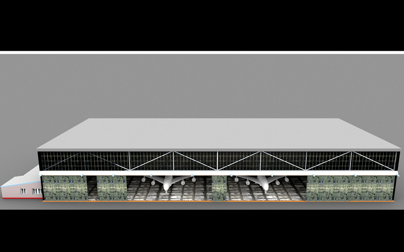 C4D高细节停机库场景3D模型飞机仓库机库厂房基地停机坪带纹理_