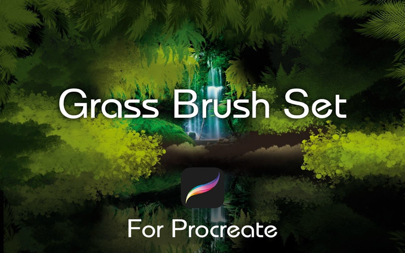 草丛草地树叶Procreate笔刷 Grass Procreate Brushes_