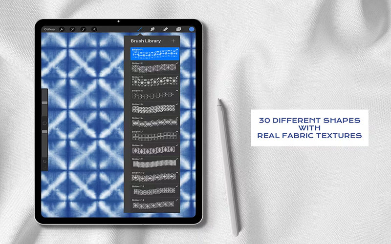 无缝扎染图案Procreate画笔 Procreate Nahtlose Pinsel Tie Dye Shibori_