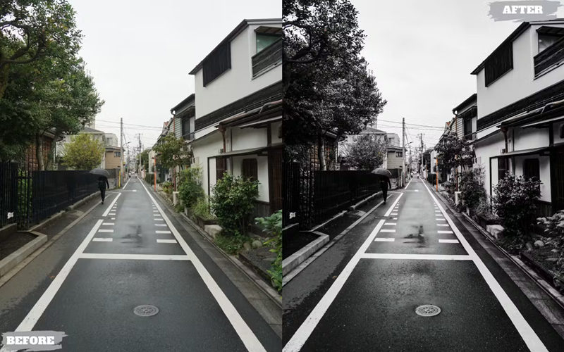 黑暗氛围街道风景情绪街拍摄影后期调色Lightroom预设_