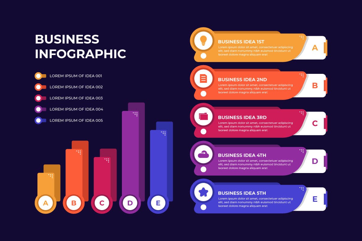 企业的业务信息图表素材 Chart diagram business infographic for corporate