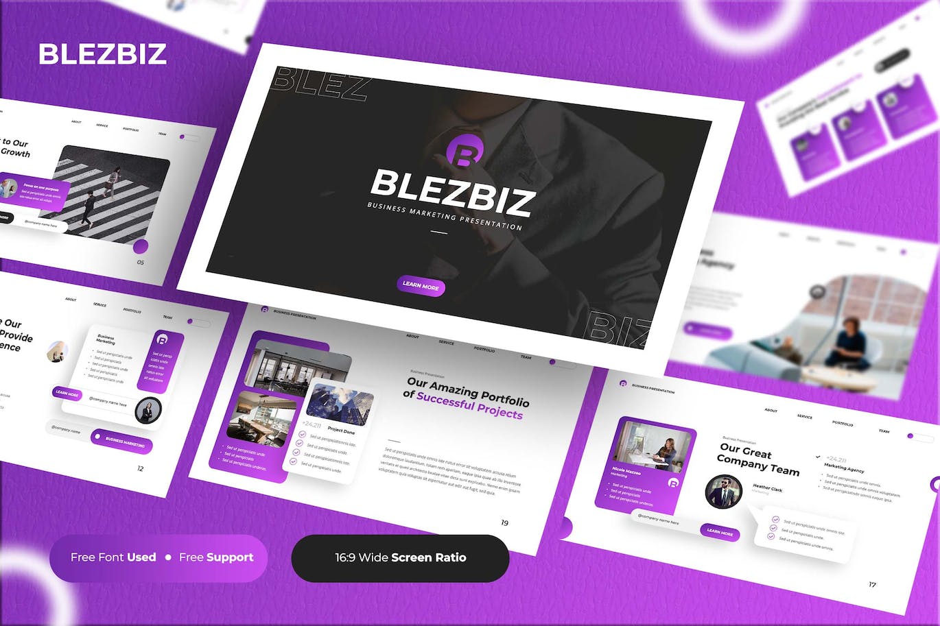 营销业务 Google 幻灯片模板 BlezBiz &#8211; Marketing Business Google Slides