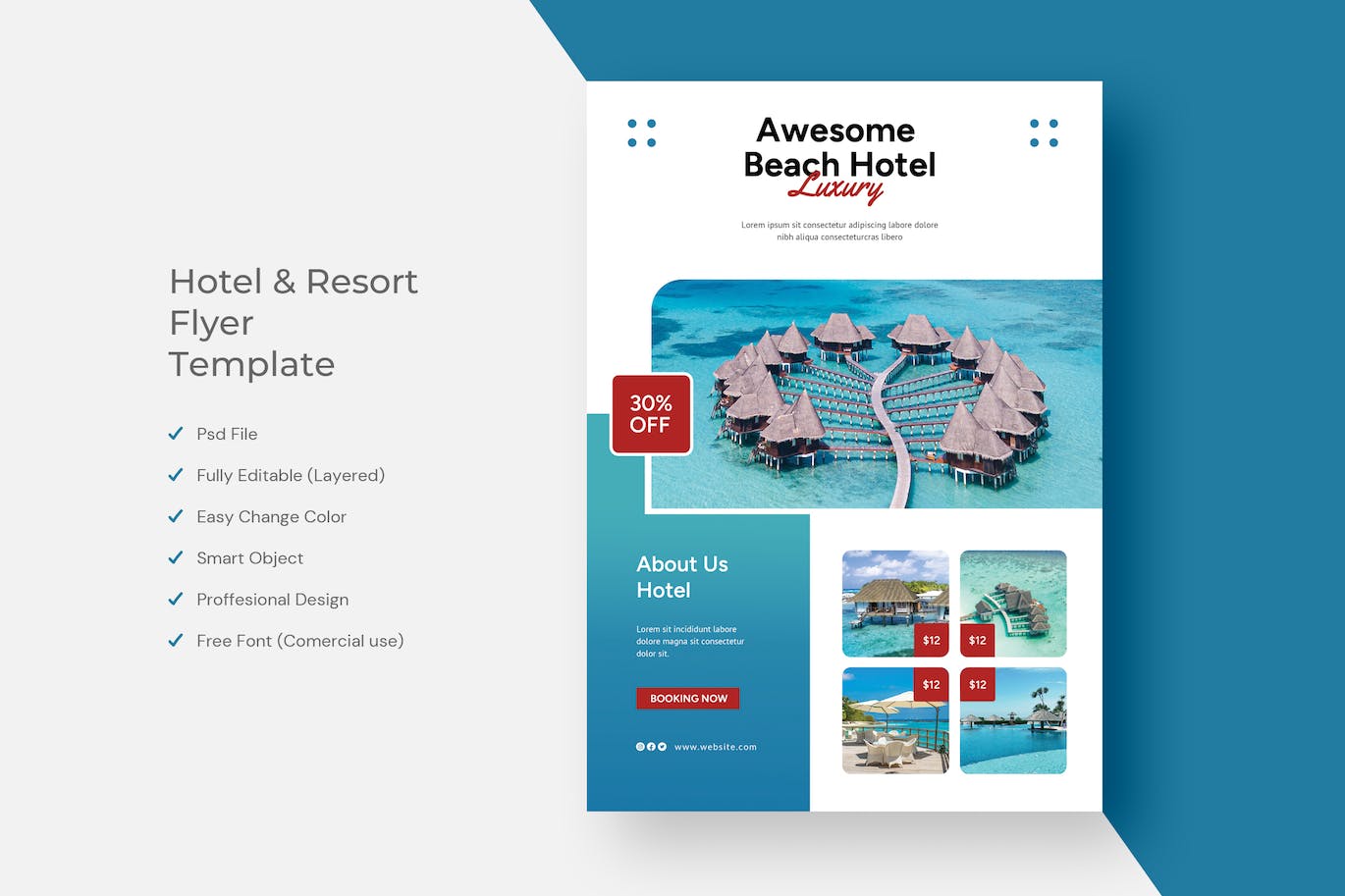 酒店及度假村传单 Hotel &#038; Resort Flyer