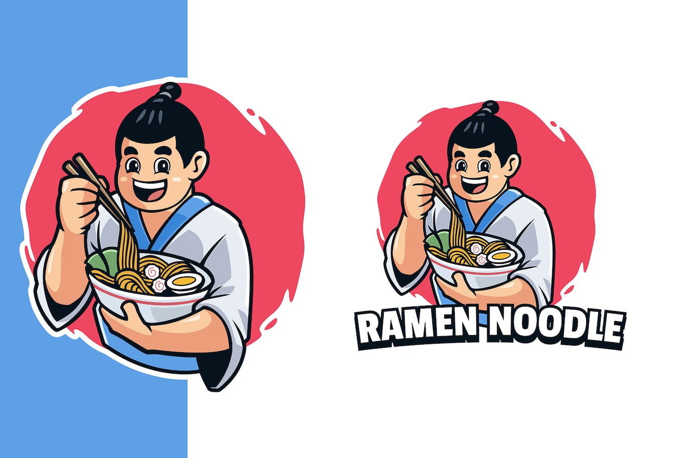 拉面吉祥物标志模板 Ramen Noodle Mascot Logo Template