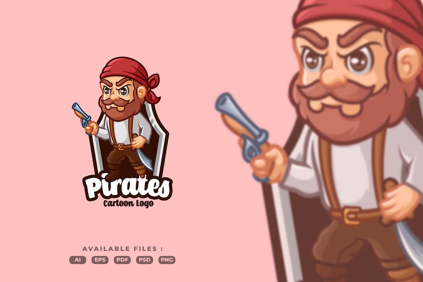 海盗卡通吉祥物标志设计创意插画 Pirates Cartoon Mascot Logo Design Creative Illust