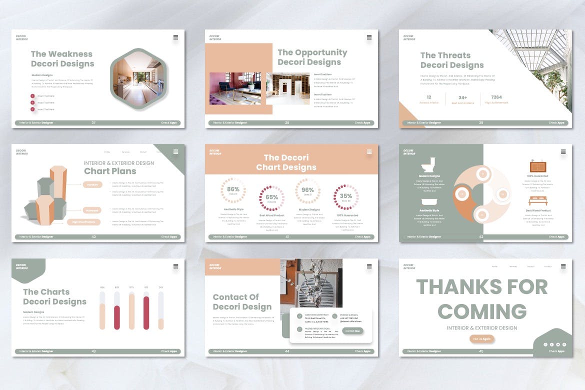 室内主题 Google slide 幻灯片模板 Decori &#8211; Interior Googleslide Templates