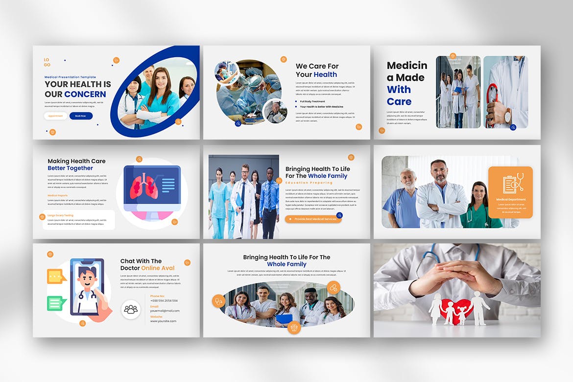 医生、医疗、诊所医院适用的 PowerPoint 演示文稿模板 Doctors Medical PowerPoint Presentation Template