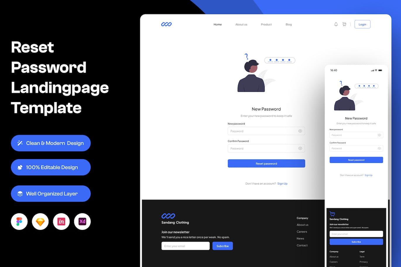 重置密码着陆页设计模板 Reset Password Landing Page Template