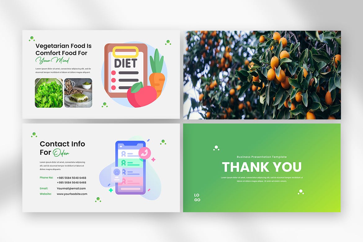 食品企业/品牌 PowerPoint 演示模板 Greent Food PowerPoint Presentation Template