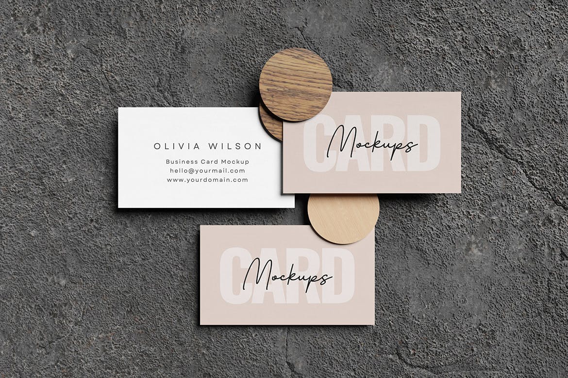 逼真的名片样机 Realistic Business Card Mockup