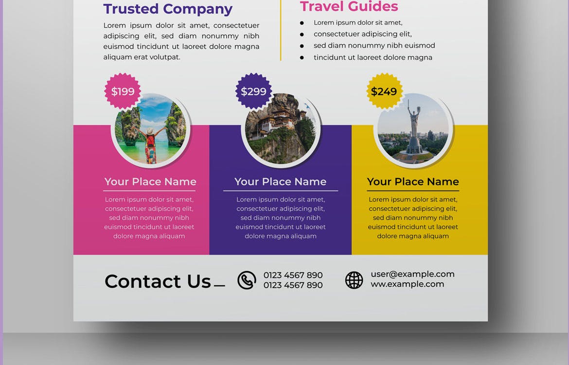 旅行社传单设计模板 Travel Agency Flyer Layout