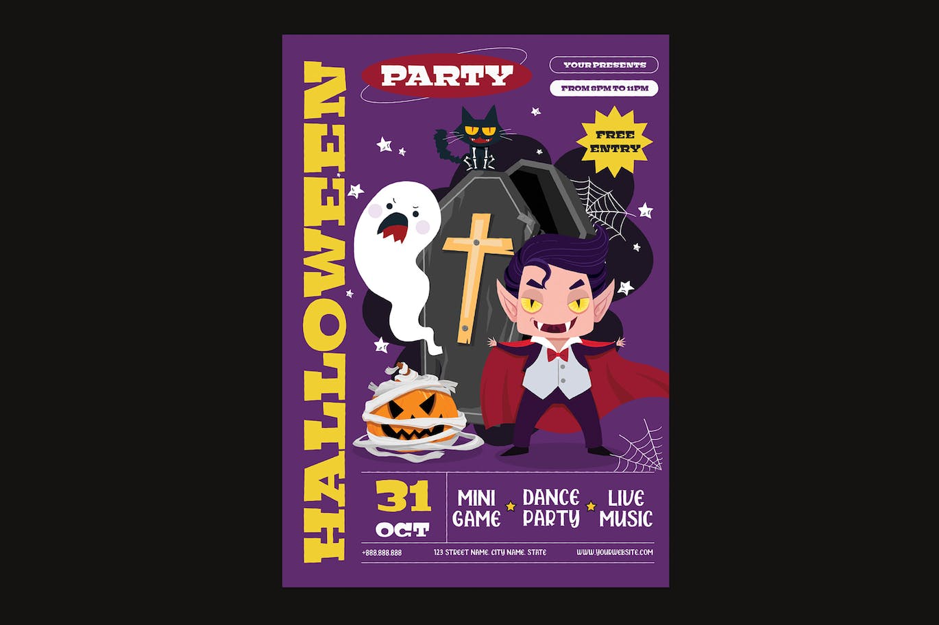 万圣节传单设计模板 Halloween  Flyer