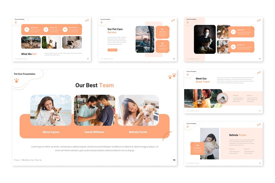 宠物护理服务介绍谷歌幻灯片模板 Mascota &#8211; Pet Care Google Slides Template