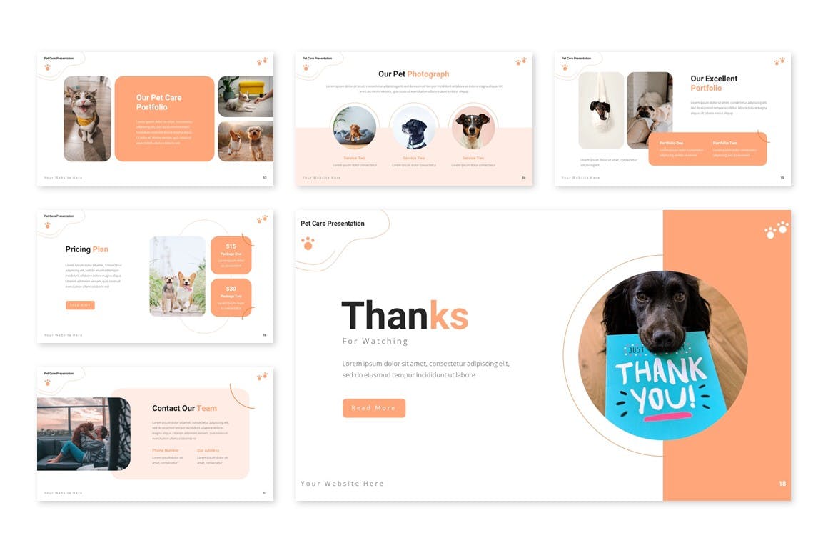 宠物护理服务介绍谷歌幻灯片模板 Mascota &#8211; Pet Care Google Slides Template