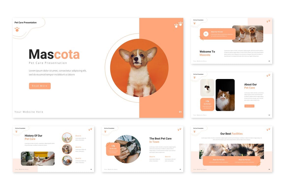 宠物护理服务介绍谷歌幻灯片模板 Mascota &#8211; Pet Care Google Slides Template