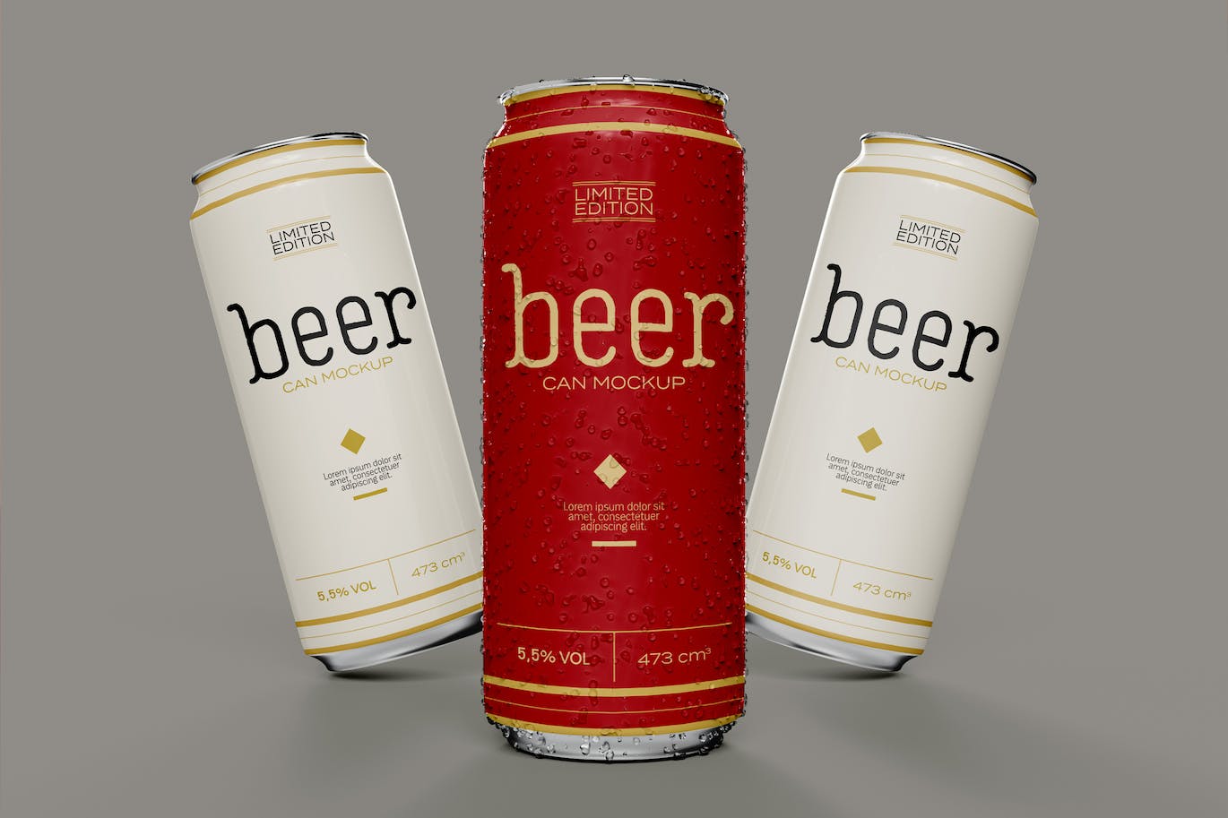 啤酒或汽水罐易拉罐样机 Beer or Soda Cans Mockup