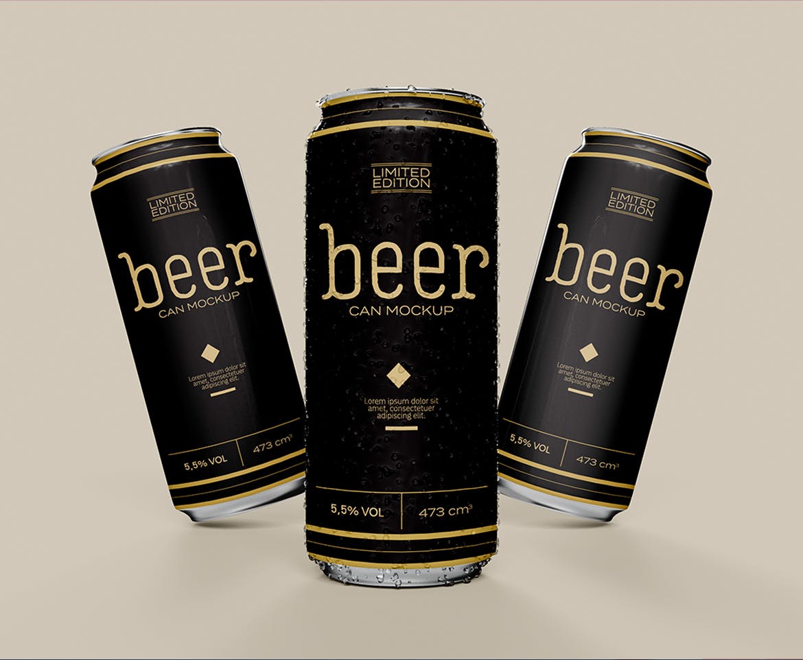 啤酒或汽水罐易拉罐样机 Beer or Soda Cans Mockup