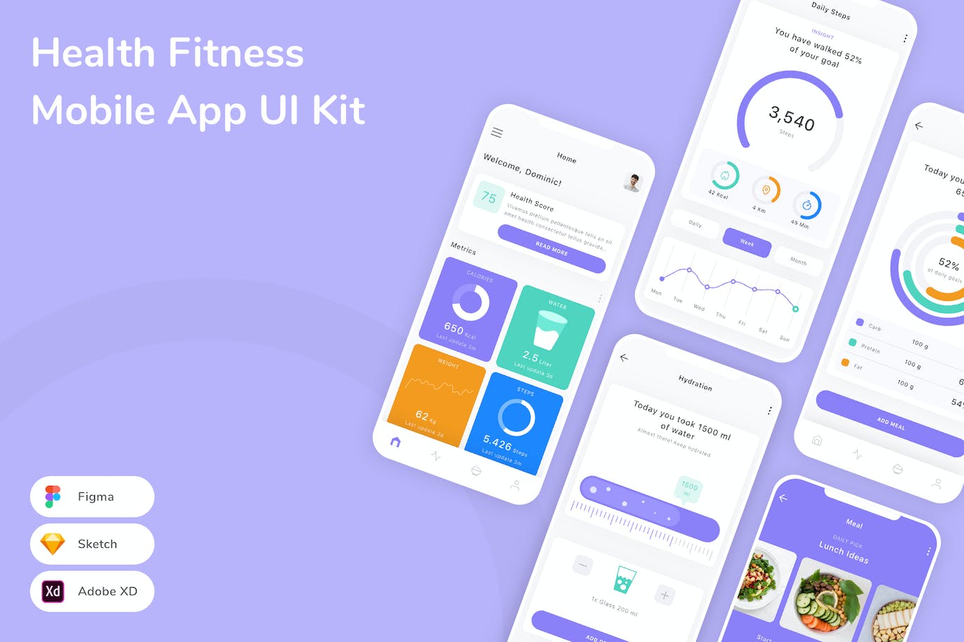 健康/健身移动应用 UI 套件 Health Fitness Mobile App UI Kit