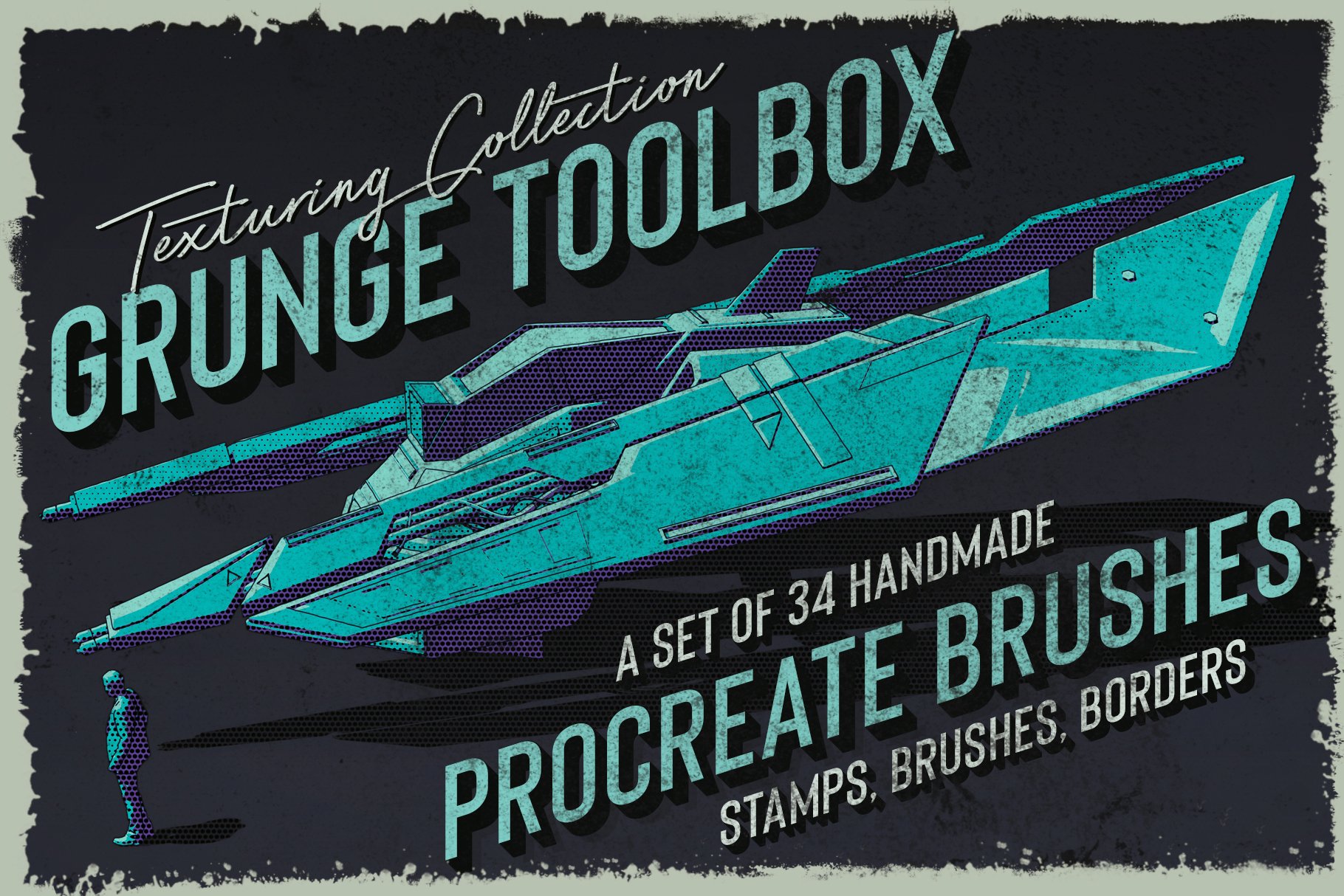 Grunge Toolbox Procreate Brushes 34个插图草图绘图艺术作品Procreate画笔 -