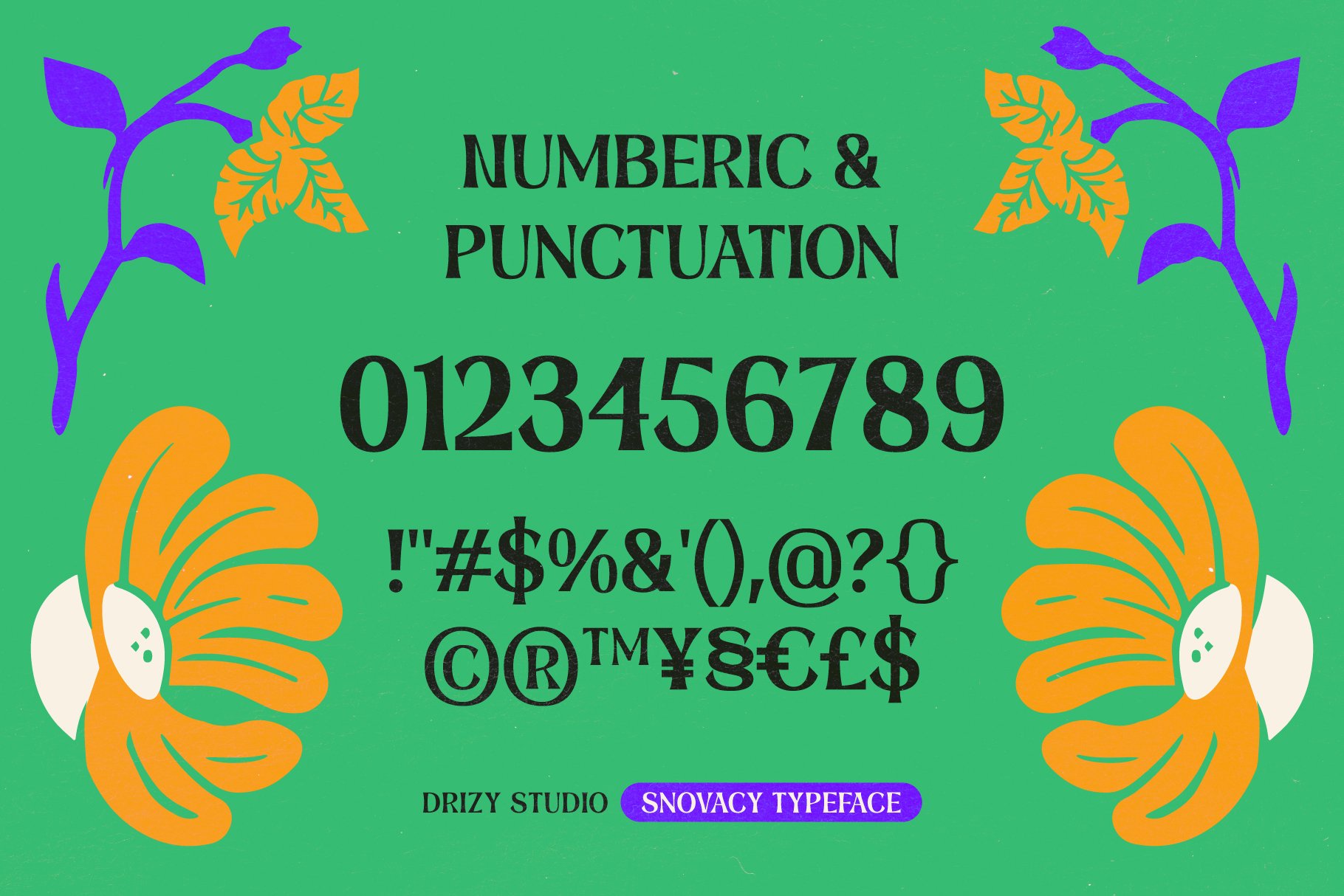 一款时髦美学花卉迷幻显示无衬线字体 Snovacy - Psychedelic Display Font -