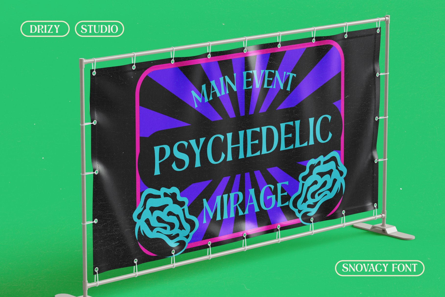 一款时髦美学花卉迷幻显示无衬线字体 Snovacy - Psychedelic Display Font -