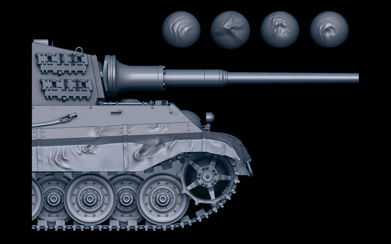 ZBrush坦克汽车金属凹痕VDM笔刷金属破损受损褶皱磨痕雕刻zb笔刷_